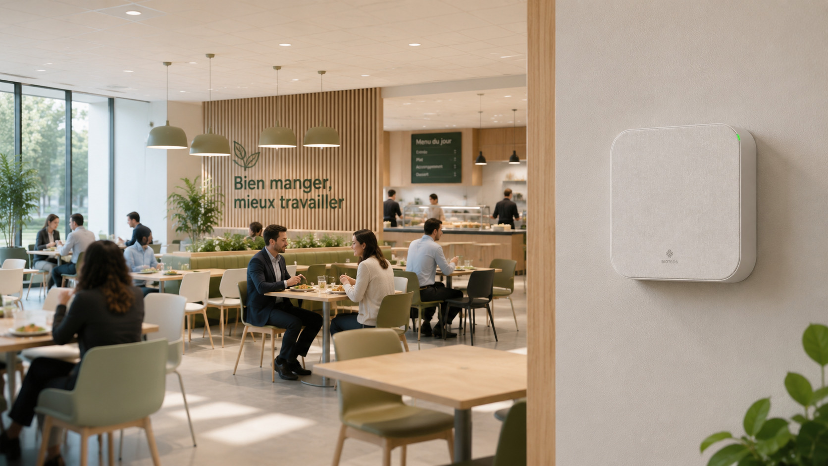 Capteur QAI dans un restaurant d'entreprise